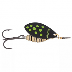 Блесна SIBBEAR вращающаяся Meteoro №2 L  55 мм, W  9.5 гр, C  Black with Shartreuse Dots