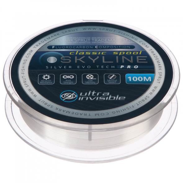Леска SPRUT Skyline Fluorocarbon Composition EvoTech Classic Silver 0.255 100м