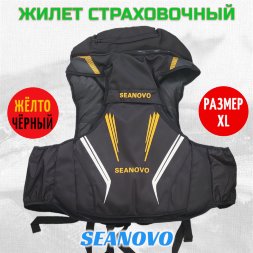 Жилет страховочный SJ61, чёрное золото, накладные карманы, р-р XL