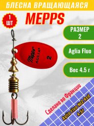 Блесна вращающаяся MEPPS Aglia Fluo №2 Red 4.5г 62024